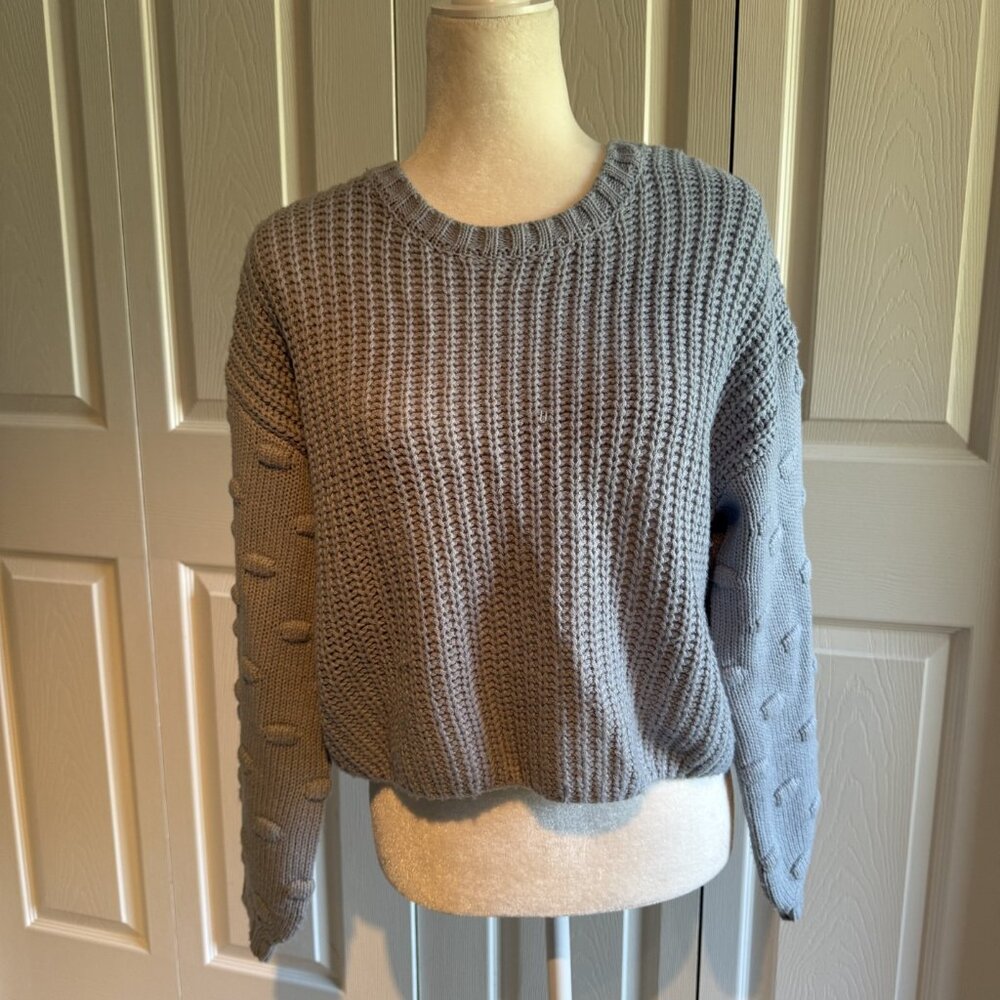 Jessica Simpson Womens Size Small Light Blue Sweater Cropped Knit - Picture 3 of 6